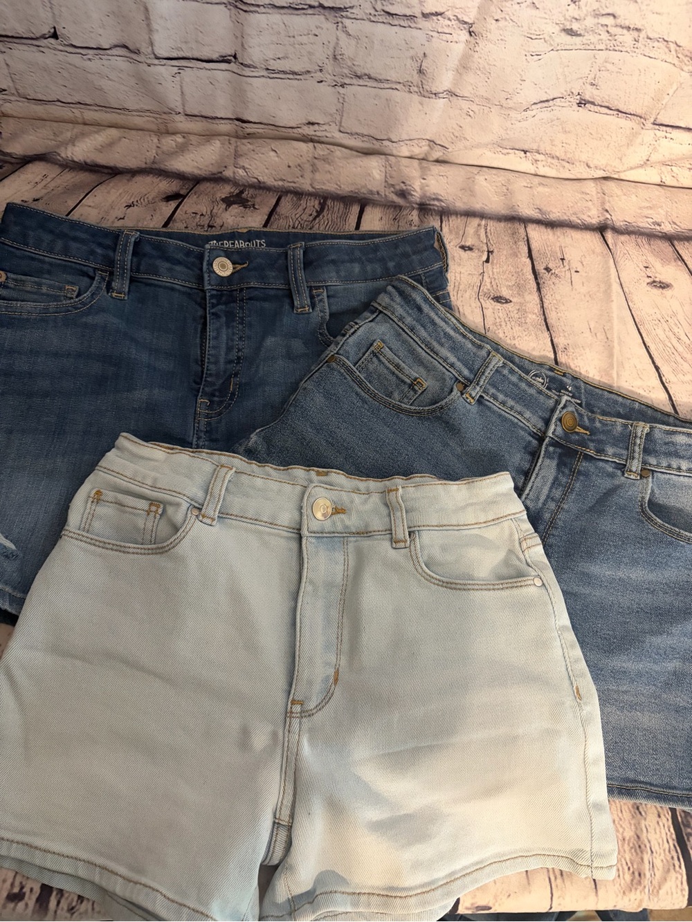 Girls Denim Shorts - Light Blue, Medium Blue & Dark Blue Pack Size 14
